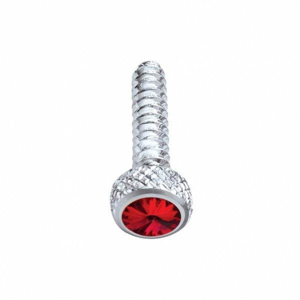 Chrome Short Dash Screw For Freightliner With Red Crystal (Bulk)