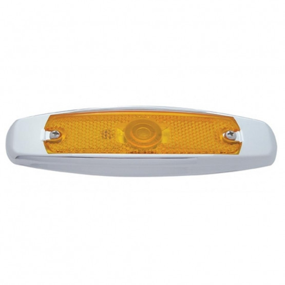 Single Halogen Bulb Light (Clearance/Marker) With SS Bezel - Amber Lens (Bulk)