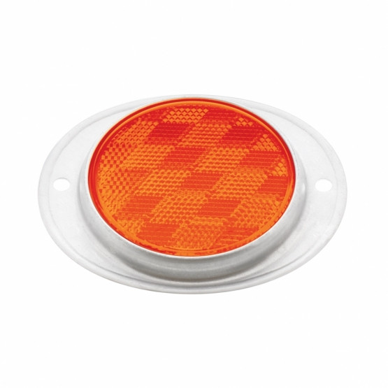 3-3/16" Round Reflector With Aluminum Mount Base - Amber
