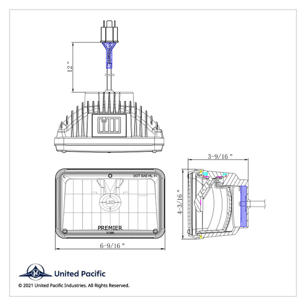 ULTRALIT - Single High Power CREE LED 4" X 6" Headlight - Low Beam