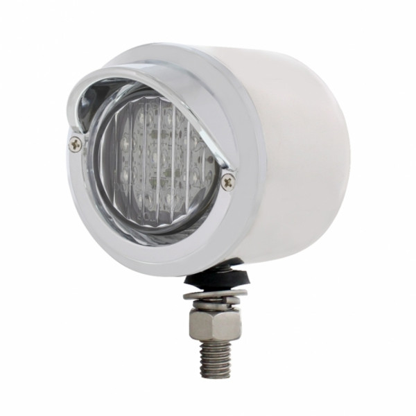 Stainless 2" Single Face Light With 9 LED 2" Light & Visor - Red LED/Clear Lens