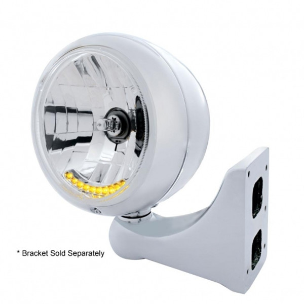 Stainless Steel Guide 682-C Style Headlight H4 Bulb With 10 Amber LED