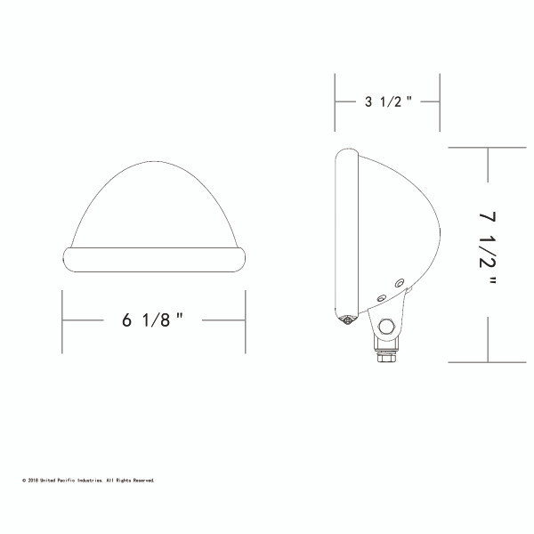 Black 5-3/4" Motorcycle Headlight Housing Only - Bottom Mount