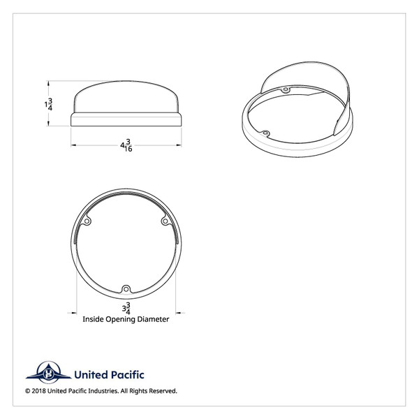 Chrome Plastic Bezel For United Pacific Double Face LED Lights With Upside Down Visor