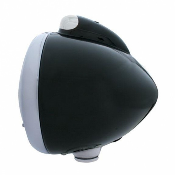 Black Guide 682-C Headlight No Bulb With Dual Mode LED Signal - Clear Lens