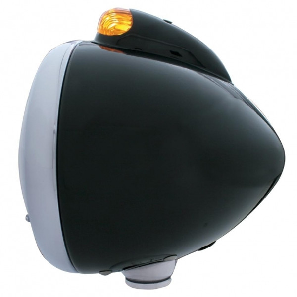 Black Guide 682-C Headlight H6024 & Dual Mode LED Signal - Amber Lens