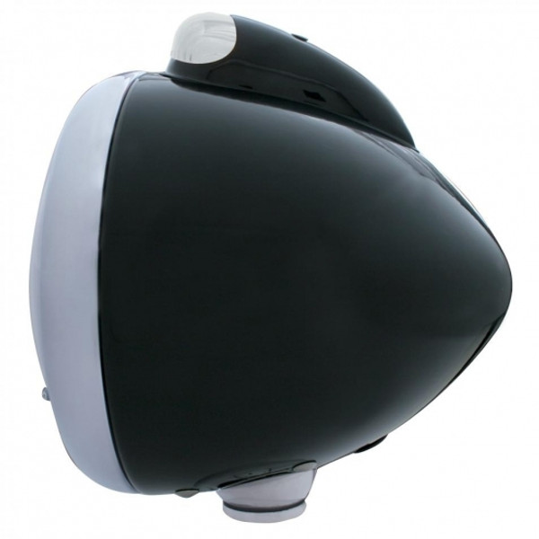 Black Guide 682-C Headlight H4 With Amber LED & Dual Mode LED Signal - Clear Lens