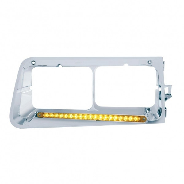 19 LED Headlight Bezel For 1989-2009 Freightliner FLD - Driver - Amber LED/Amber Lens