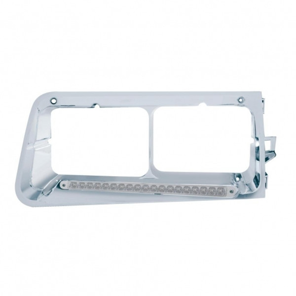 19 LED Headlight Bezel For 1989-2009 Freightliner FLD - Driver - Amber LED/Clear Lens