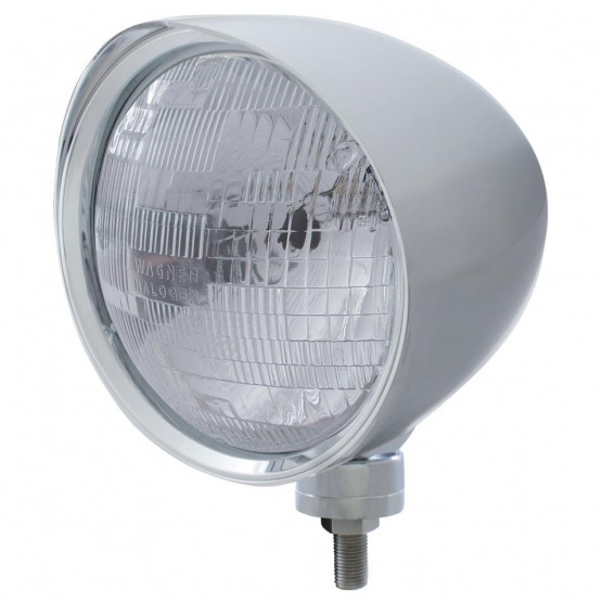 Chrome "Chopper" Headlight With Smooth Visor H6024 Bulb