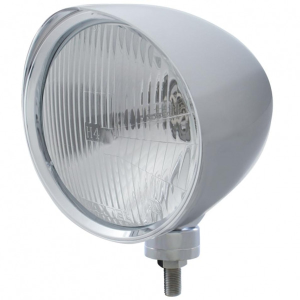 Chrome "Chopper" Headlight With Smooth Visor H4 Bulb