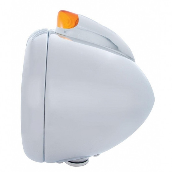 Chrome Guide 682-C Headlight No Bulb With Original Style LED Signal - Amber Lens