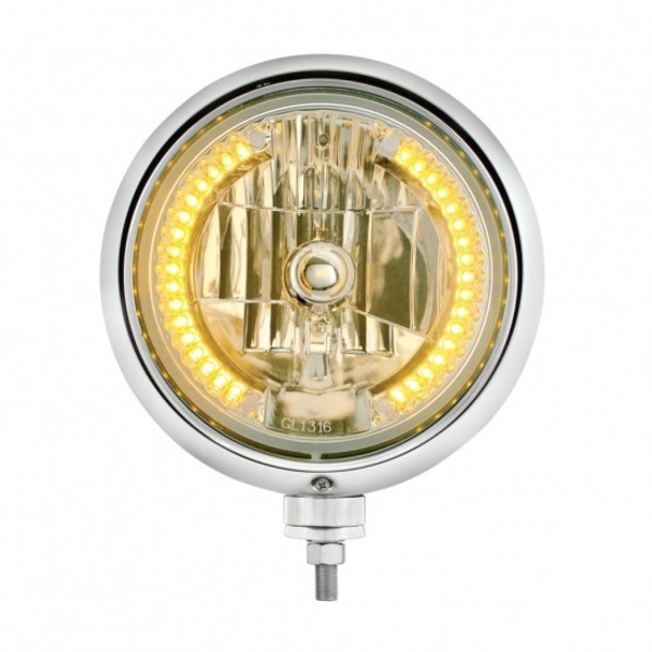 Black Guide 682-C Style Headlight H4 Bulb With 34 Amber LED