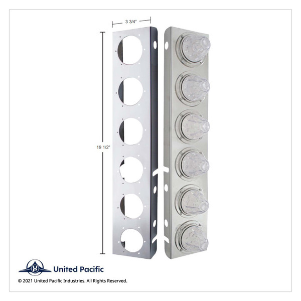 SS Front Air Cleaner Bracket With 12X 11 LED Watermelon Lights & Visors For Peterbilt-Amber LED & Lens