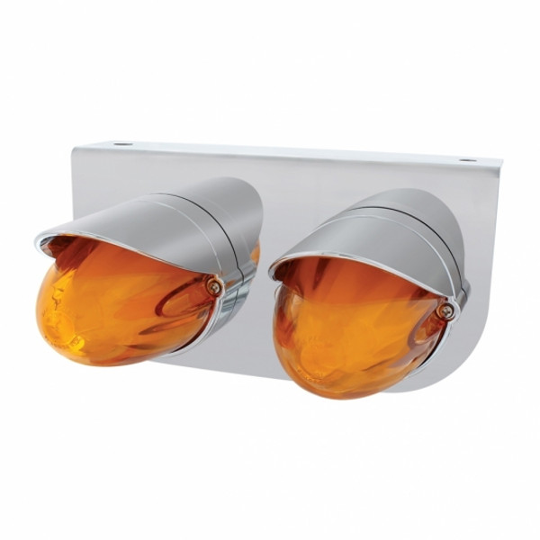 SS Bracket With Two 9 LED Dual Function GloLight Watermelon Grakon 1000 Lights & Visors -Amber LED & Lens