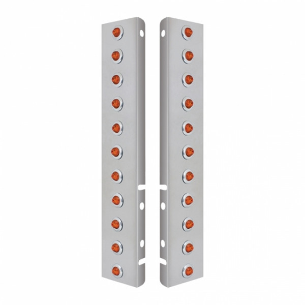 SS Front Air Cleaner Bracket With 22X 2 Amber LED Mini Lights & SS Bezels For Peterbilt-Amber Lens