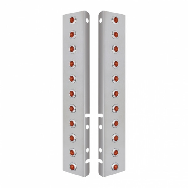 SS Front Air Cleaner Bracket With 22X 3 Amber LED Mini Lights & SS Bezels For Peterbilt-Amber Lens