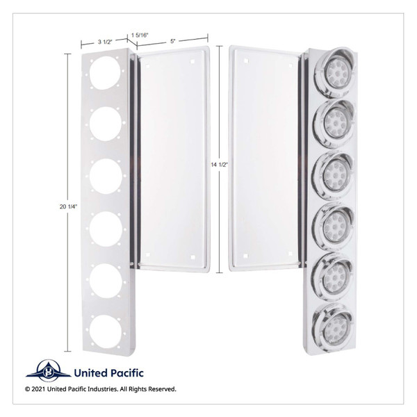 FL SS Front Air Cleaner Bracket With 12X 9 LED 2" Beehive Lights & Visors -Amber LED/Clear Lens