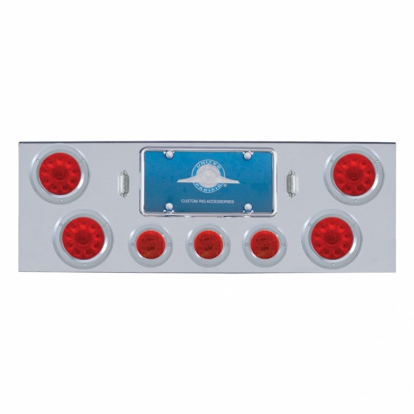 CR Rear Center Panel With 4X 10 LED 4" Lights & 3X 13 LED 2-1/2" Lights & Bezel -Red LED & Lens