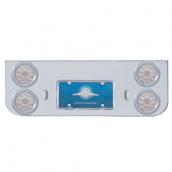 Chrome Rear Center Panel With Four 10 LED 4" Lights & Bezels - Red LED/Clear Lens