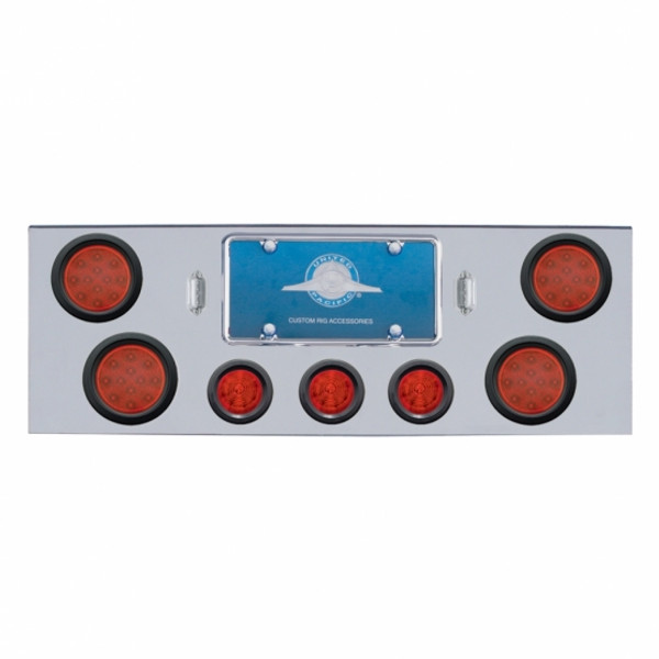 CR Rear Center Panel With 4X LED 4" Reflector Lights & 3X LED 2-1/2" Beehive Lights & Bezel -Red LED & Lens CR Rear Center Panel With 4X LED 4" Reflector Lights & 3X LED 2-1/2" Beehive Lights & Bezel -Red LED & Lens