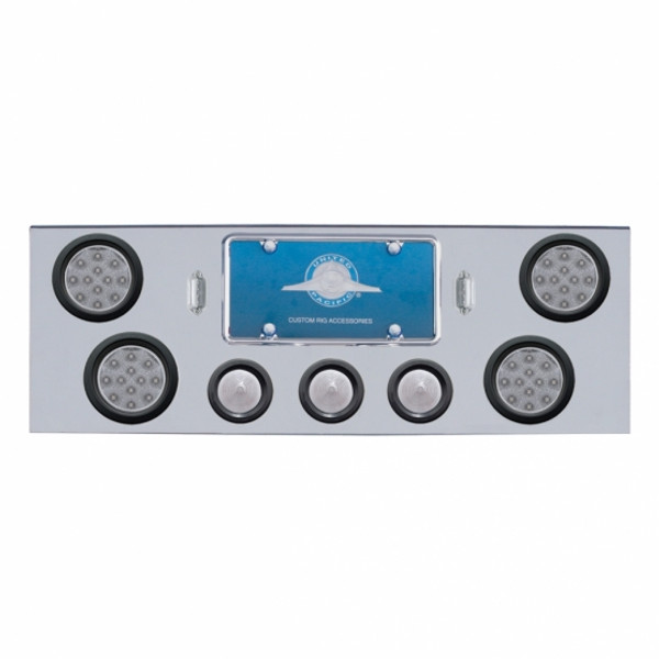 CR Rear Center Panel With 4X 12 4" Reflector Lights & 3X LED 2-1/2" Beehive Lights -Red LED/Clear Lens CR Rear Center Panel With 4X 12 4" Reflector Lights & 3X LED 2-1/2" Beehive Lights -Red LED/Clear Lens