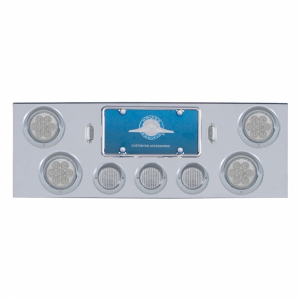 CR Rear Center Panel With 4X 7 LED 4" Reflector Light & 3X 13 LED 2-1/2" Light & Visor-Red LED/Clear Lens CR Rear Center Panel With 4X 7 LED 4" Reflector Light & 3X 13 LED 2-1/2" Light & Visor-Red LED/Clear Lens