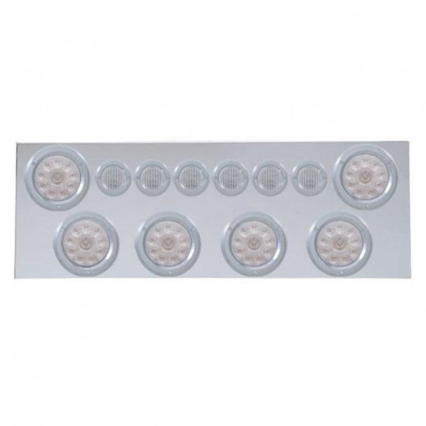 SS Rear Center Panel With 6X 10 LED 4" Lights & 6X 9 LED 2" Lights & Bezels -Red LED/Clear Lens