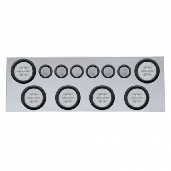 SS Rear Center Panel With 6X 21 LED 4" GloLight & 6X 9 LED 2" GloLight -Red LED/Clear Lens
