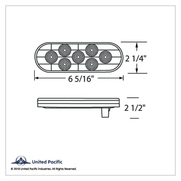 7 LED Oval Light (Stop, Turn & Tail) - Red LED/Red Lens