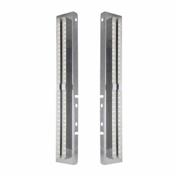 Stainless Front Air Cleaner Bracket With Eight 14 LED 24" Light Bars For Peterbilt- Amber LED/Clear Lens