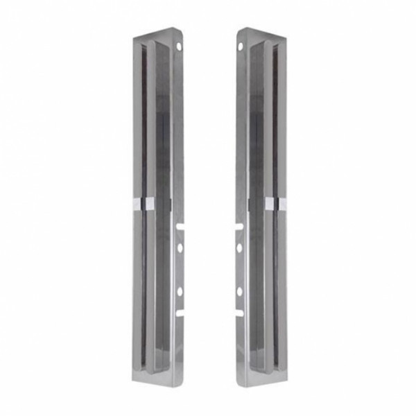 Stainless Front Air Cleaner Bracket With Eight 14 LED 24" Light Bars For Peterbilt- Amber LED/Chrome Lens