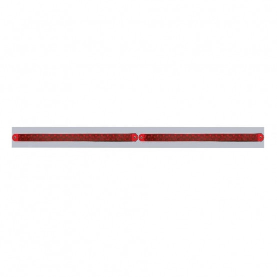 Chrome Top Mud Flap Plate With Two 19 LED 12" Reflector Light Bars - Red LED/Red Lens