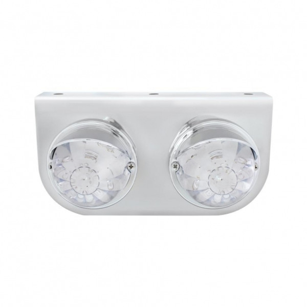 SS Light Bracket With Two 17 LED Dual Function Watermelon Lights & Visors -Amber LED/Clear Lens