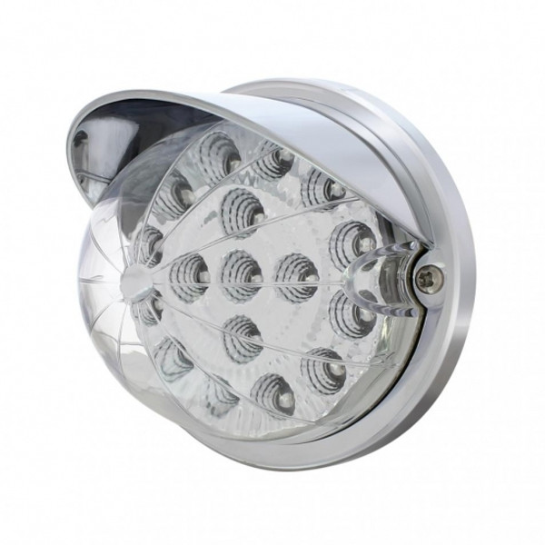 17 LED Dual Function Watermelon Clear Reflector Flush Mount Kit With Visor - Amber LED/Clear Lens