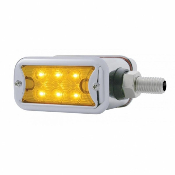 6 LED Dual Function Straight Mount Double Face Light With Bezel - Amber LED/Amber Lens