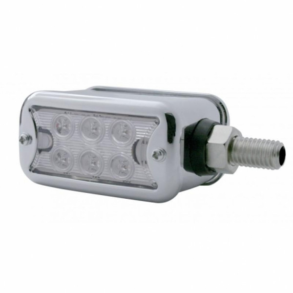 6 LED Dual Function Straight Mount Double Face Light With Bezel - Amber LED/Clear Lens