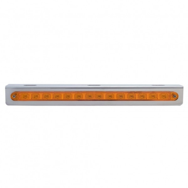 Stainless Light Bracket With 14 LED 12" Sequential Light Bar (Left to Right) - Amber LED/Amber Lens