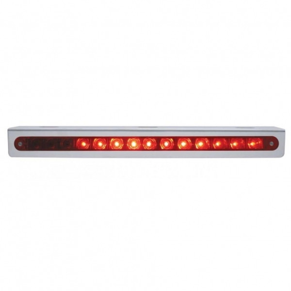 Stainless Light Bracket With 14 LED 12" Sequential Light Bar (Right to Left) - Red LED/Red Lens