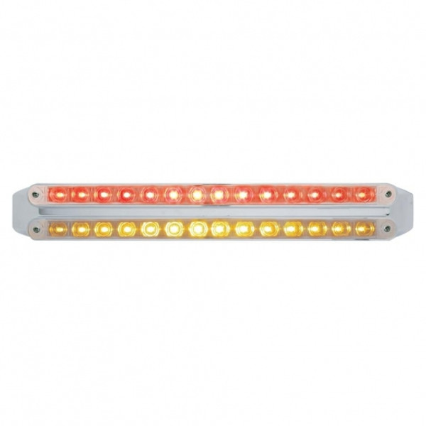 Dual 14 LED 12" Light Bars - Amber & Red LED/Clear Lens
