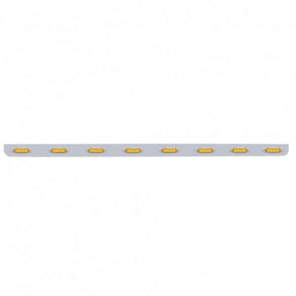 79-1/2" Stainless Bumper Light Bracket With Eight 4 LED Reflector Lights - Amber LED/Amber Lens