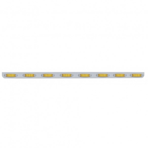 79-1/2" Stainless Bumper Light Bracket With Eight 10 LED Reflector Lights - Amber LED/Amber Lens