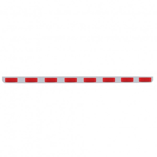 79-1/2" Stainless Bumper Light Bracket With Eight 21 LED Rectangular Lights - Red LED/Red Lens