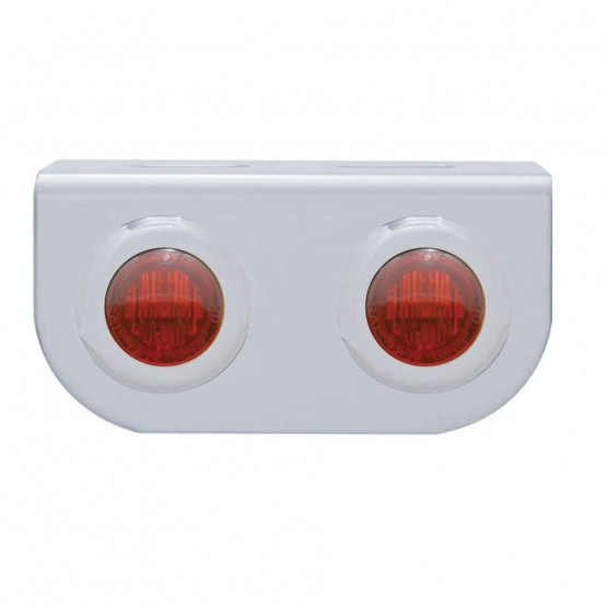 Stainless Light Bracket With Two 3 LED Mini Lights - Red LED/Red Lens