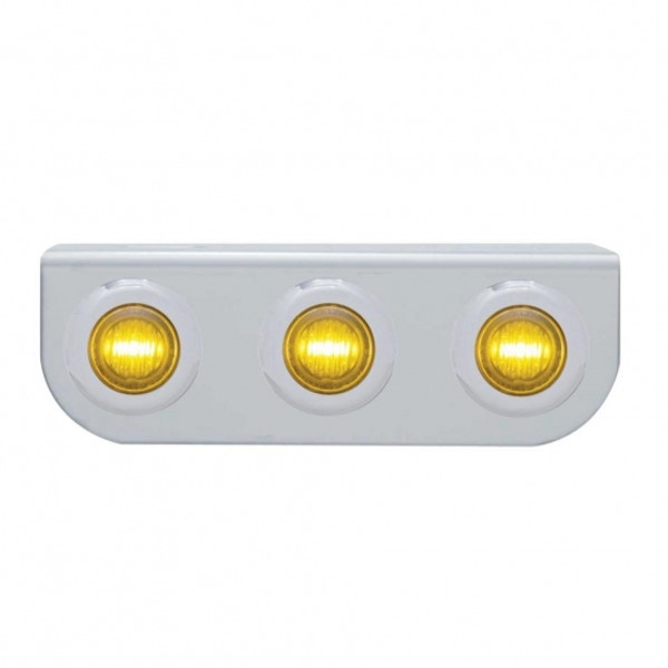 Stainless Light Bracket With Three 3 LED Mini Lights - Amber LED/Amber Lens
