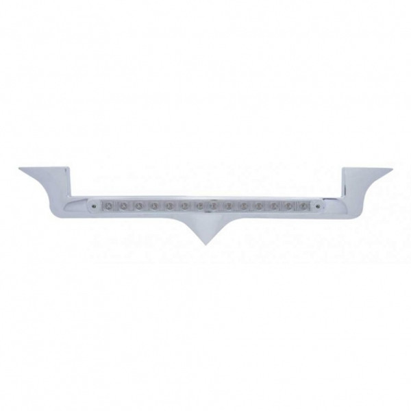 Chrome Hood Emblem Trim With 14 LED Light Bar For Kenworth - White LED/Clear Lens