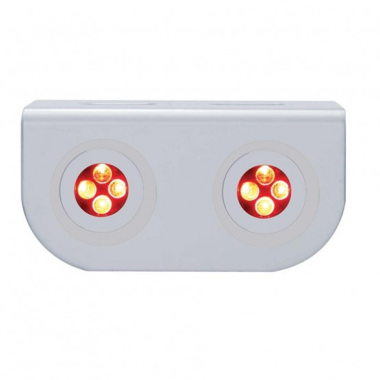 Stainless Light Bracket With Two 4 LED Fastener Lights - Red LED/Clear Lens