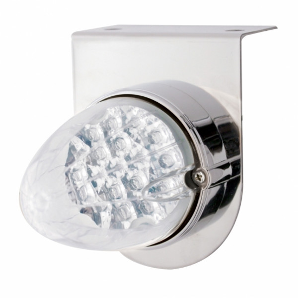 Stainless Light Bracket With 19 LED Reflector Light - Amber LED/Clear Lens