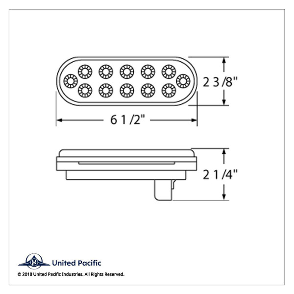 12 LED 6" Oval Reflector Light (Stop, Turn & Tail) - Red LED/Red Lens