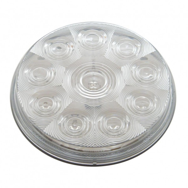10 LED 4" Round Light (Stop, Turn & Tail) - Red LED/Clear Lens